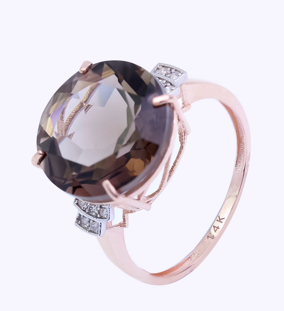 χωρίς τιμή ασφαλείας - Δαχτυλίδι - 14 καράτια Ροζ χρυσό Τοπάζιο - Διαμάντι #2.1
