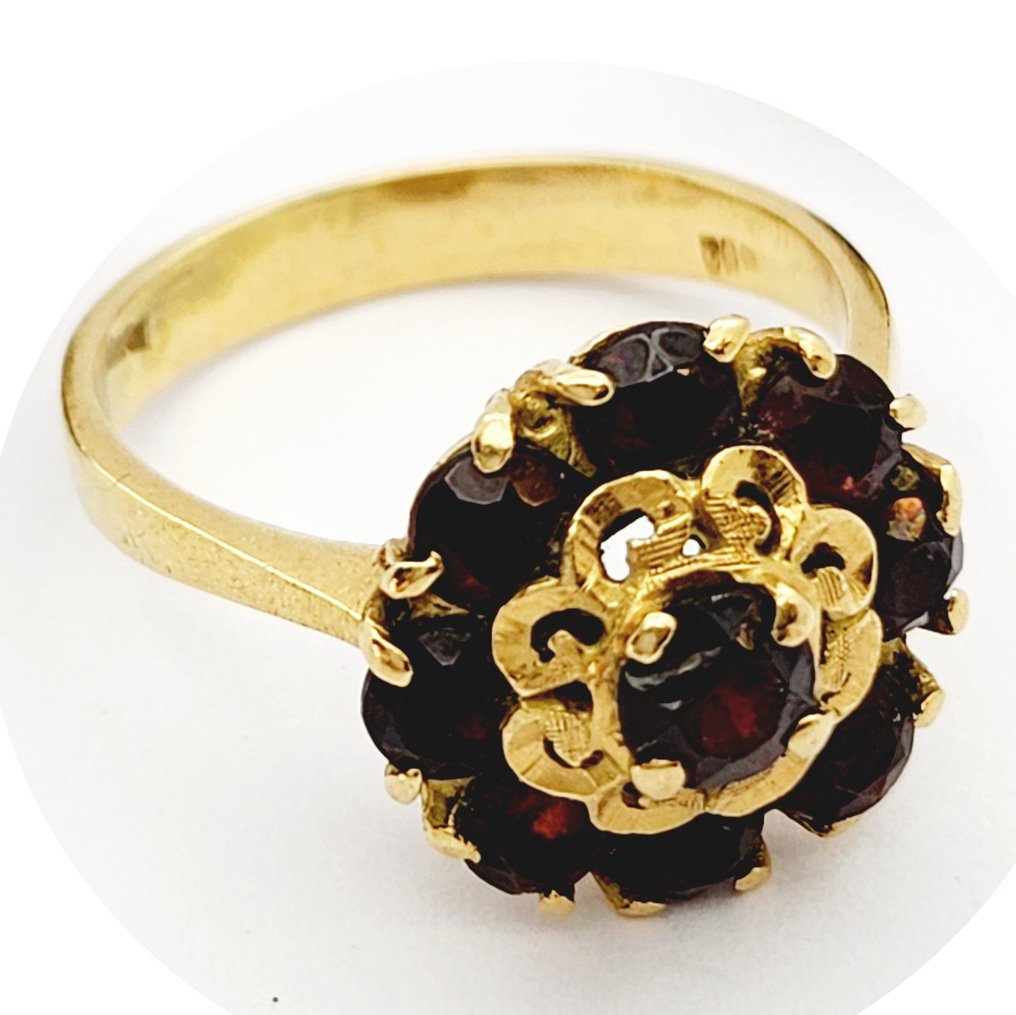 戒指 - 18K包金 黄金 石榴石 #2.1