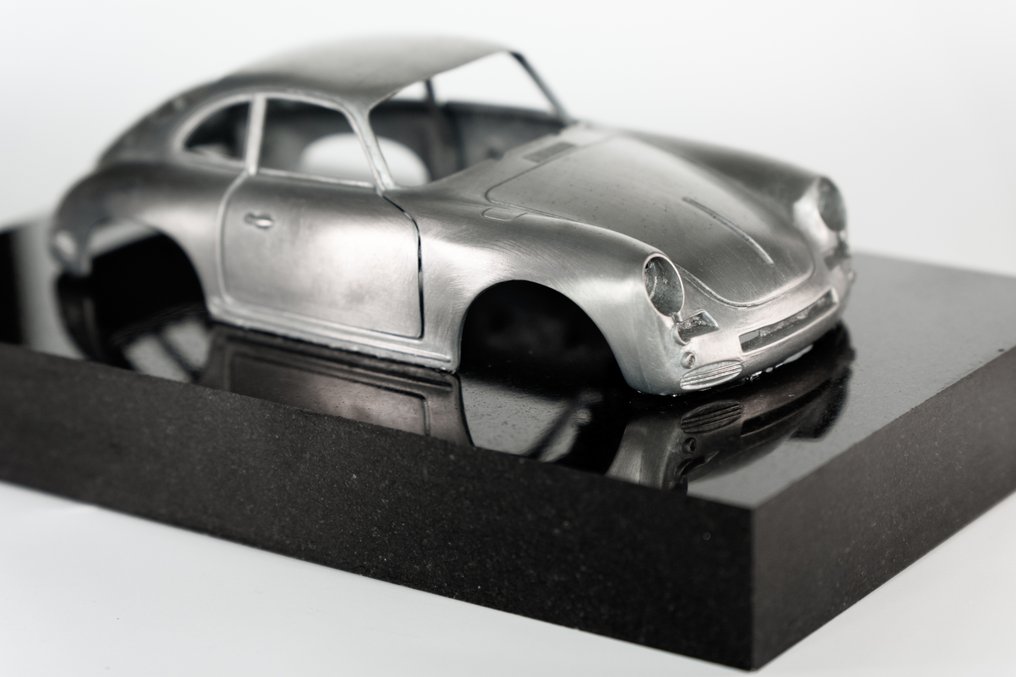 Artwork - Porsche - Porsche 356 Sculpture – Assembled by Hand – Brushed Aluminum Body on Granite – Unique Decor - 11/356 #1.0