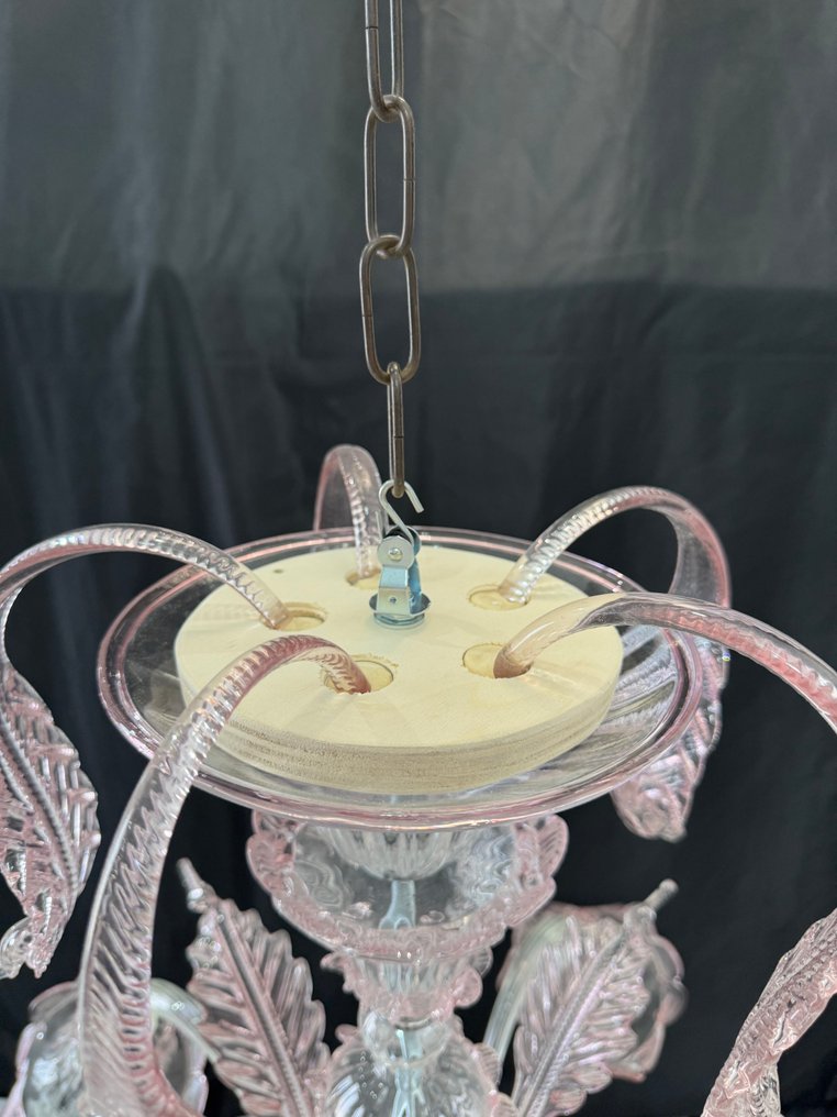 枝形吊燈 - 透明的粉色 - 穆拉諾玻璃 - 5盏灯 #2.1