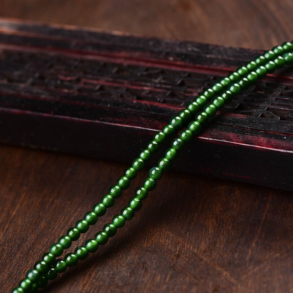 ALGT 认证未处理翡翠珠链（A货） - 藝術與自然優雅的完美融合- 14.68 g #1.0