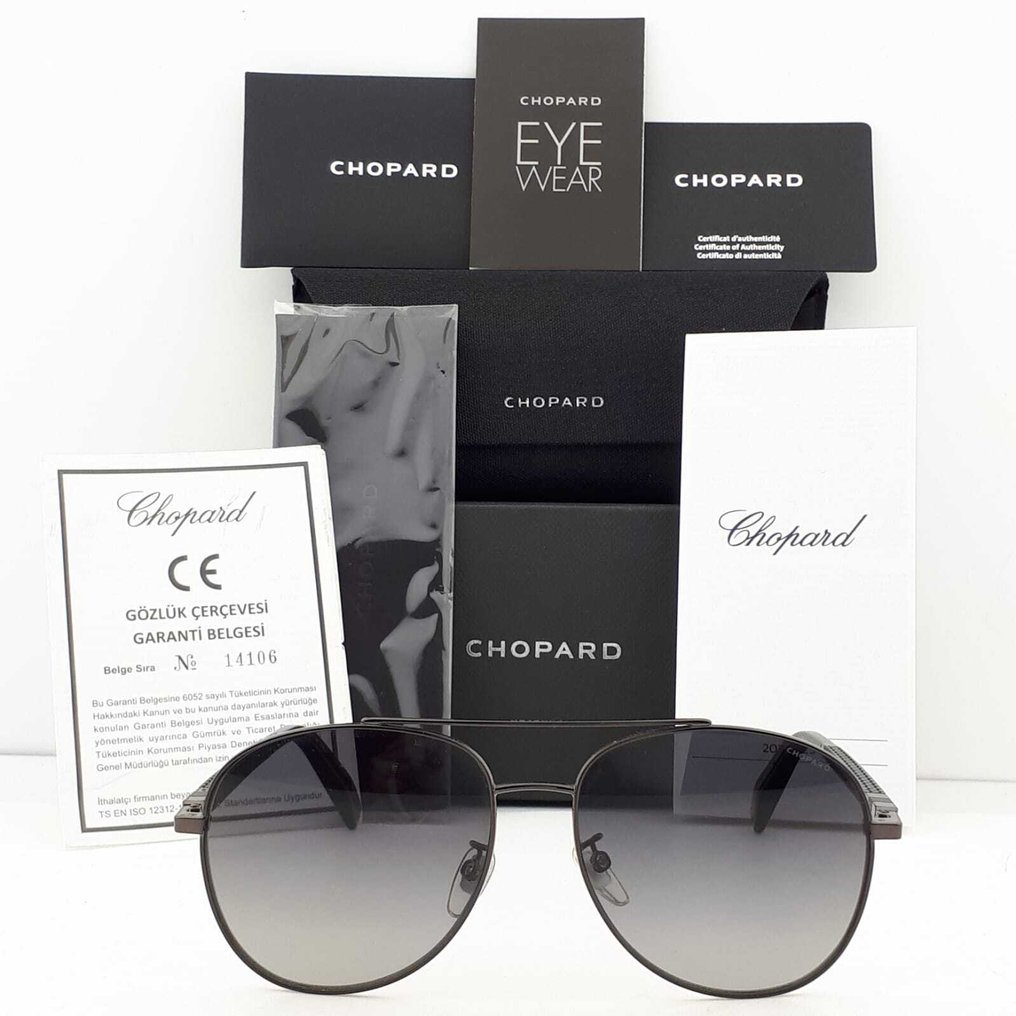 Chopard - Aviator Gunmetal & Black with Smoked Grey Polarized Lenses "MEN" & "FULL SET" - Napszemüveg #1.0