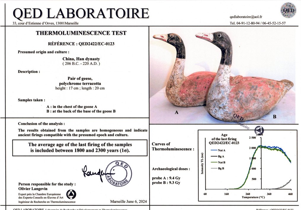 Chinois ancien, empire Han Terre cuite Oie, 206-220 après J.-C. TL testé - 22 cm #2.1
