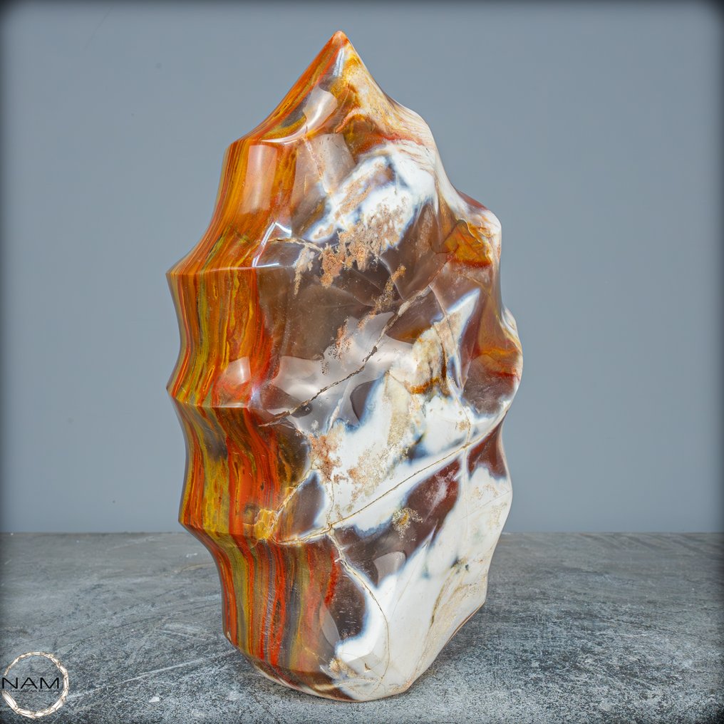 Freeform flame made of rainbow jasper with Carnelian- 4467.13 g #1.0