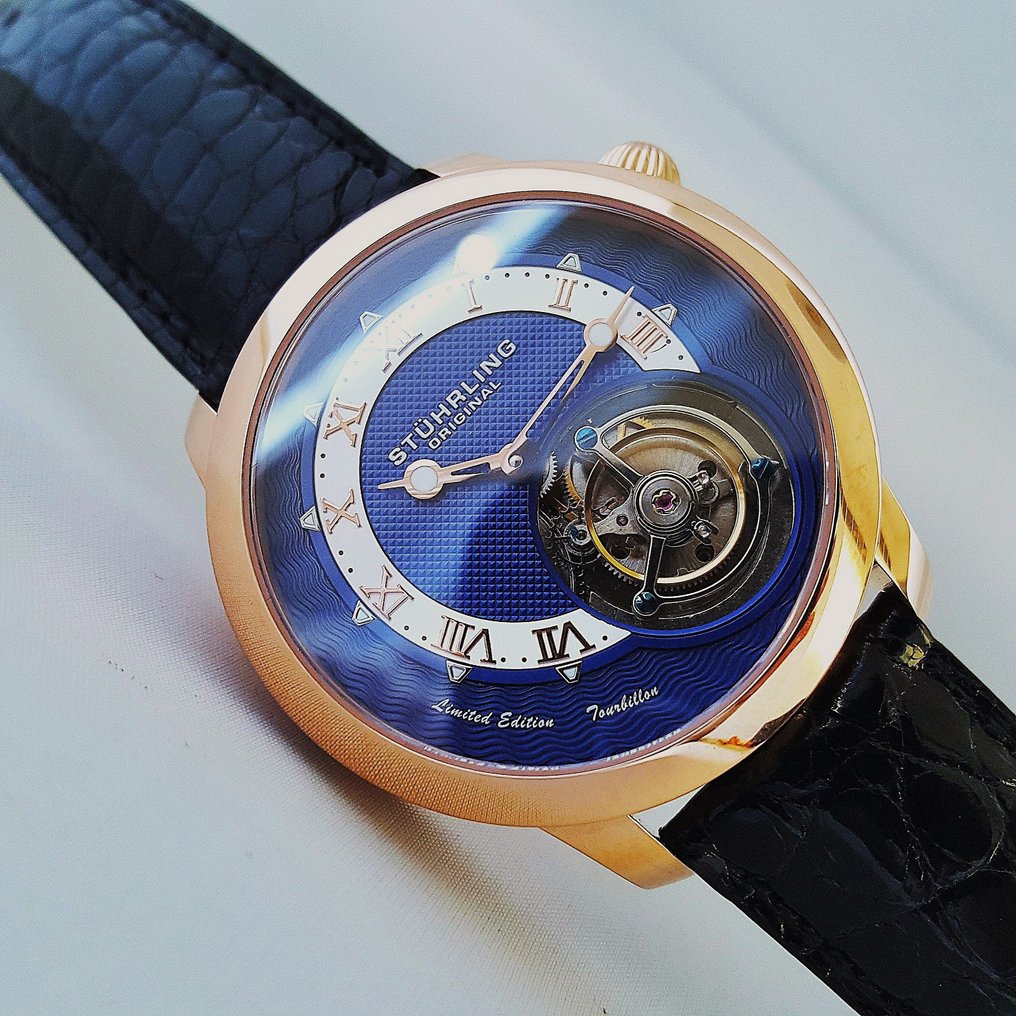 Stührling Original - TOURBILLON - Limited Edition - Alligator - Swiss - Gold - New - Άνδρες - 2025 #1.0