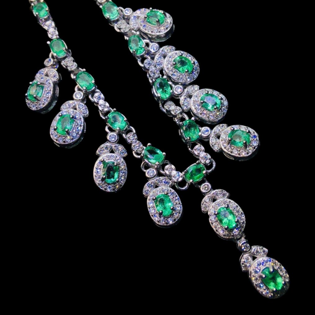 Senza prezzo di riserva - Collana vistosa Argento - 7.14ct. tw. Smeraldo #4.3
