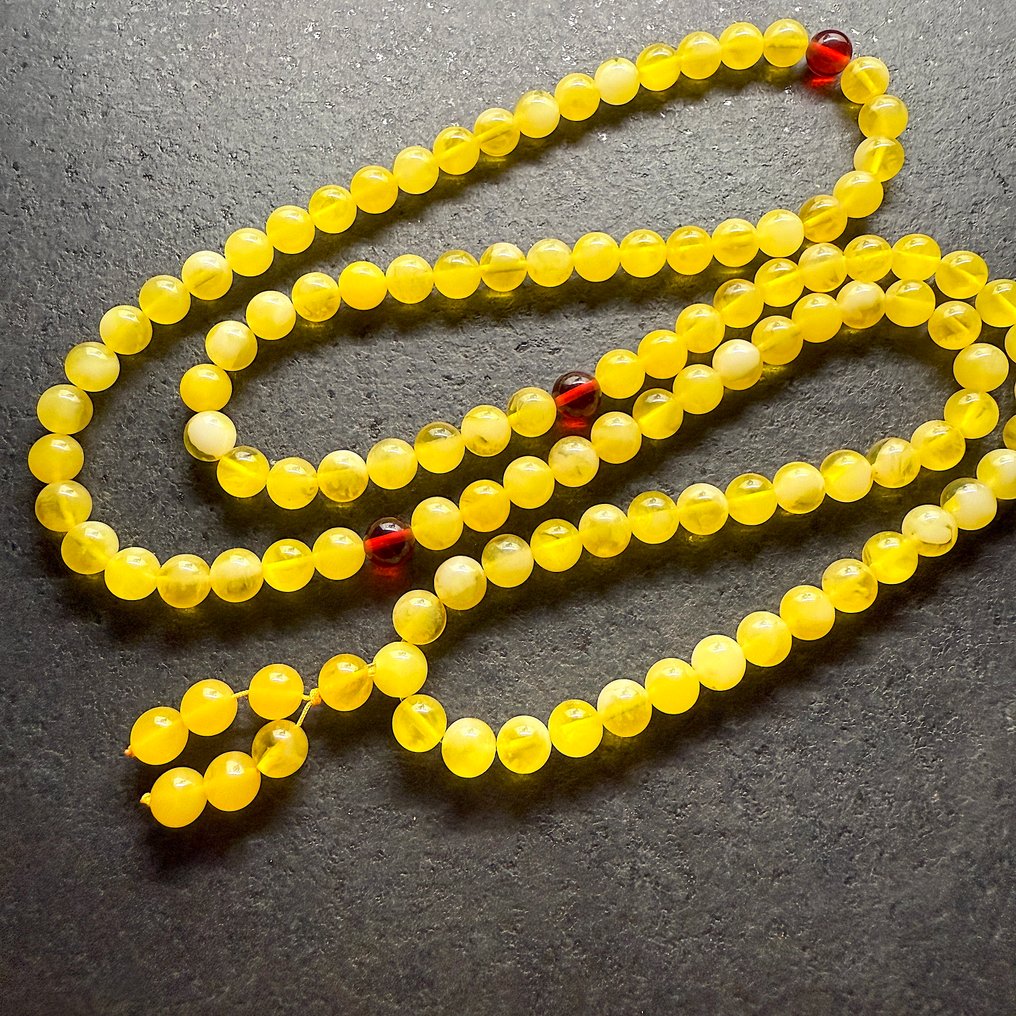 天然整块波罗的海琥珀108颗珠子10mm念珠项链 - 琥珀 - Succinite / fossilized pine tree resin #1.0