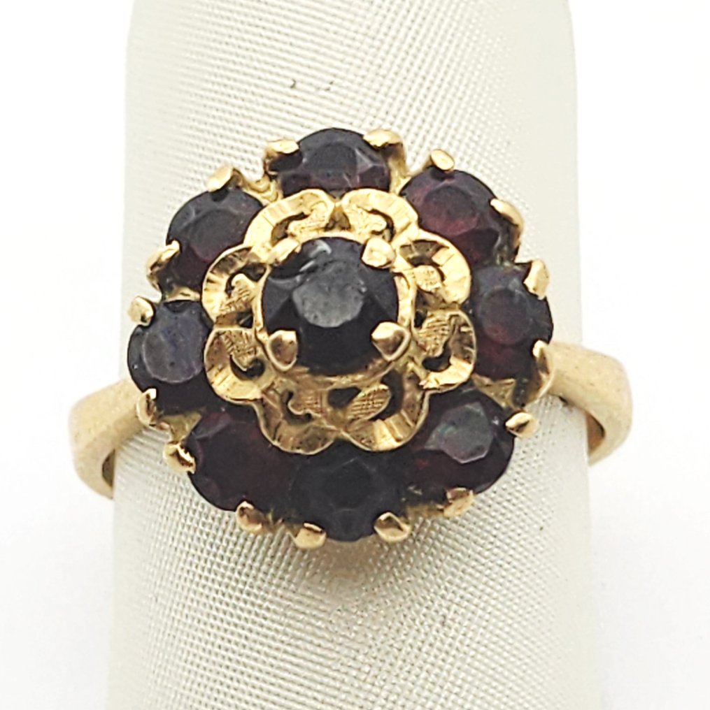 戒指 - 18K包金 黄金 石榴石 #1.0