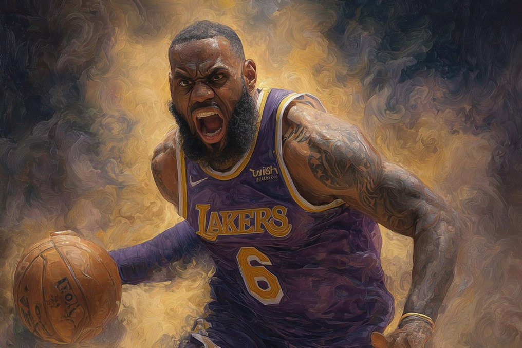 Canvas Fit - Alberto Ricardo - Rey del Aire: LeBron James en Llamas #1.0