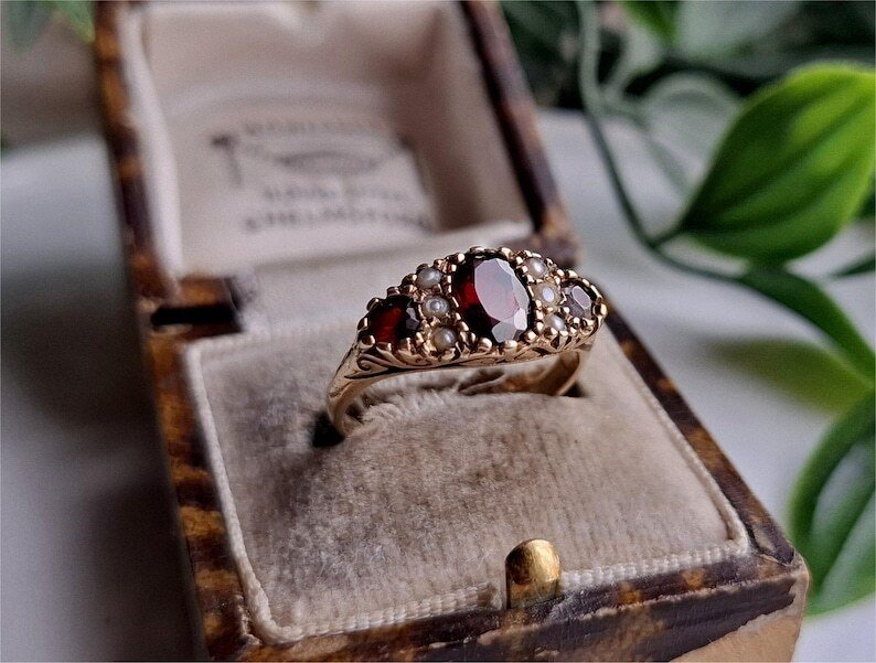 沒有保留價 - 訂婚戒指 銀 -  2.00ct. tw. 石榴石 - 石榴石 - 復古戒指 #1.0