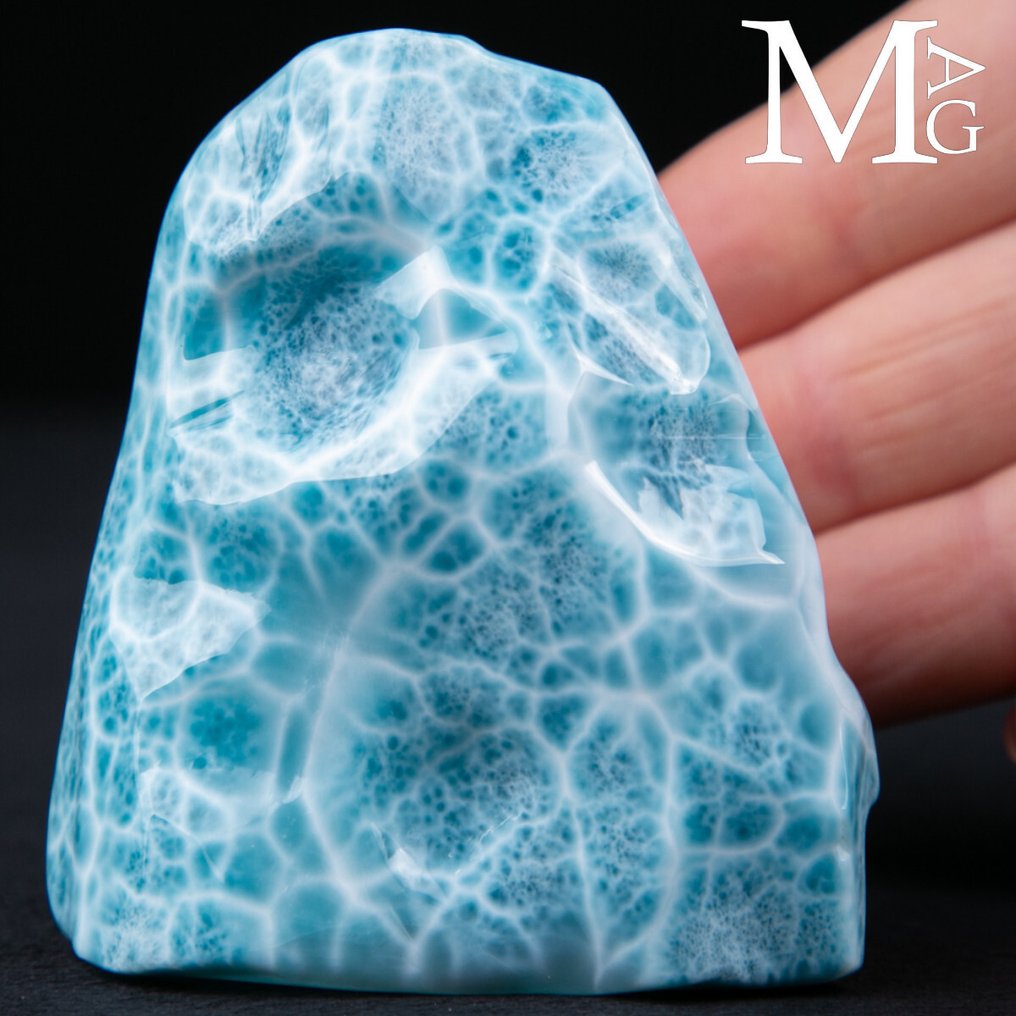 Celestial Wonder: Larimar Specimens Extra Quality Larimar, Dominican Republic. - Height: 65 mm - Width: 58 mm- 118 g #1.0