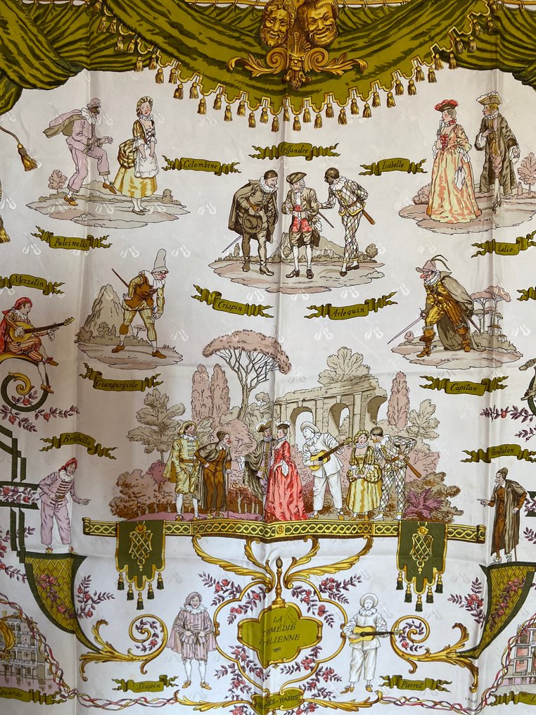 Hermès - " La Comédie Italienne" par Philippe Ledoux 1962 - Écharpe #1.0