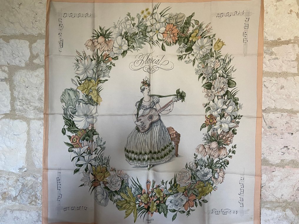 Hermès - " Floreal" by Hugo Grygkar 1957 Only one edition - Foulard #1.0