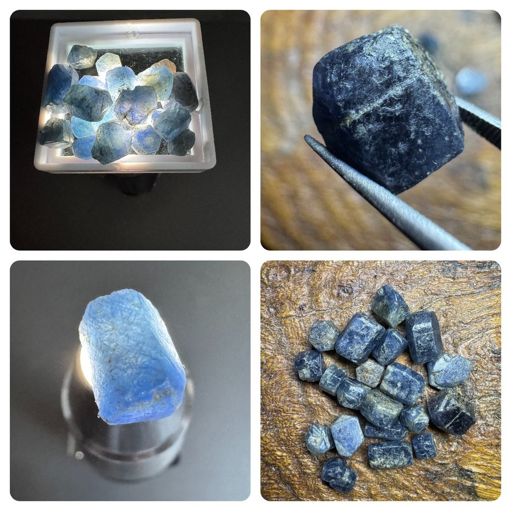 Luonnolliset siniset safiirit, raaka. 100 karaatia. Ei varauksetta hintaa. Karkea- 20 g - (20) #1.0