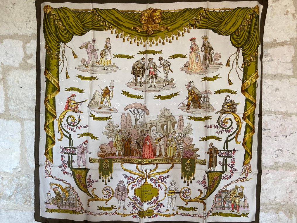 Hermès - " La Comédie Italienne" par Philippe Ledoux 1962 - Sciarpa #3.2