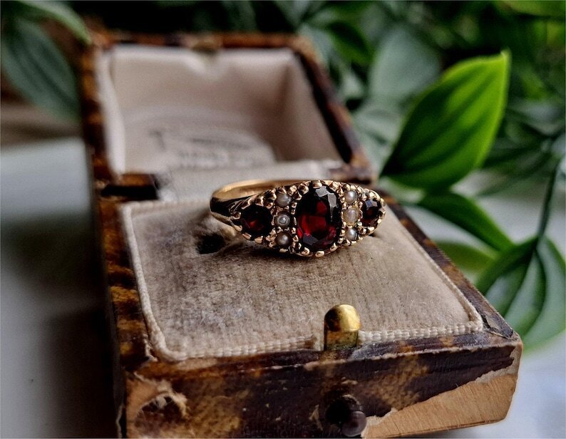 沒有保留價 - 訂婚戒指 銀 -  2.00ct. tw. 石榴石 - 石榴石 - 復古戒指 #1.0