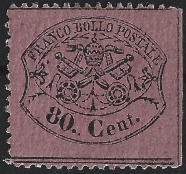 Italian Ancient States - Papal State 1868 - 80c Colors Studio - Sassone 30, 30c, 31, 31a #4.3