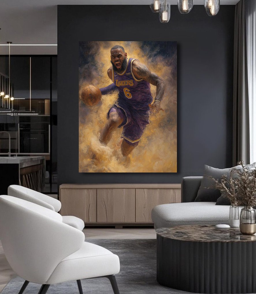 Canvas Fit - Alberto Ricardo - Rey del Aire: LeBron James en Llamas #4.3