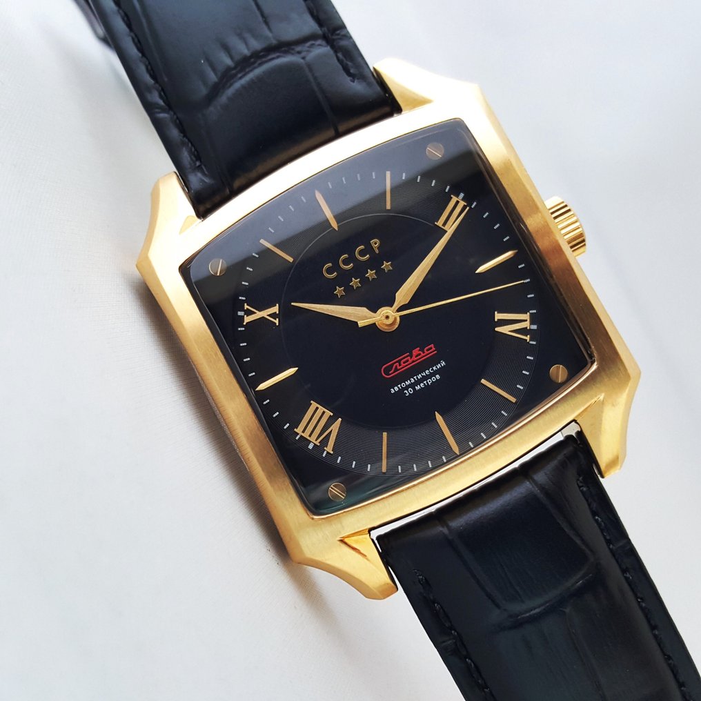CCCP - Automatic Slava H3265 - SPASSKAYA - Gold - Square - Gift Set - New - No reserve price - Men - 2025 #1.0