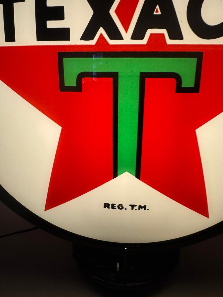Texaco - 发光招牌，带有Texaco标志 - TEXACO - 背光宣传标志 - 请提供需要翻译的文本内容。 - 玻璃 #4.3