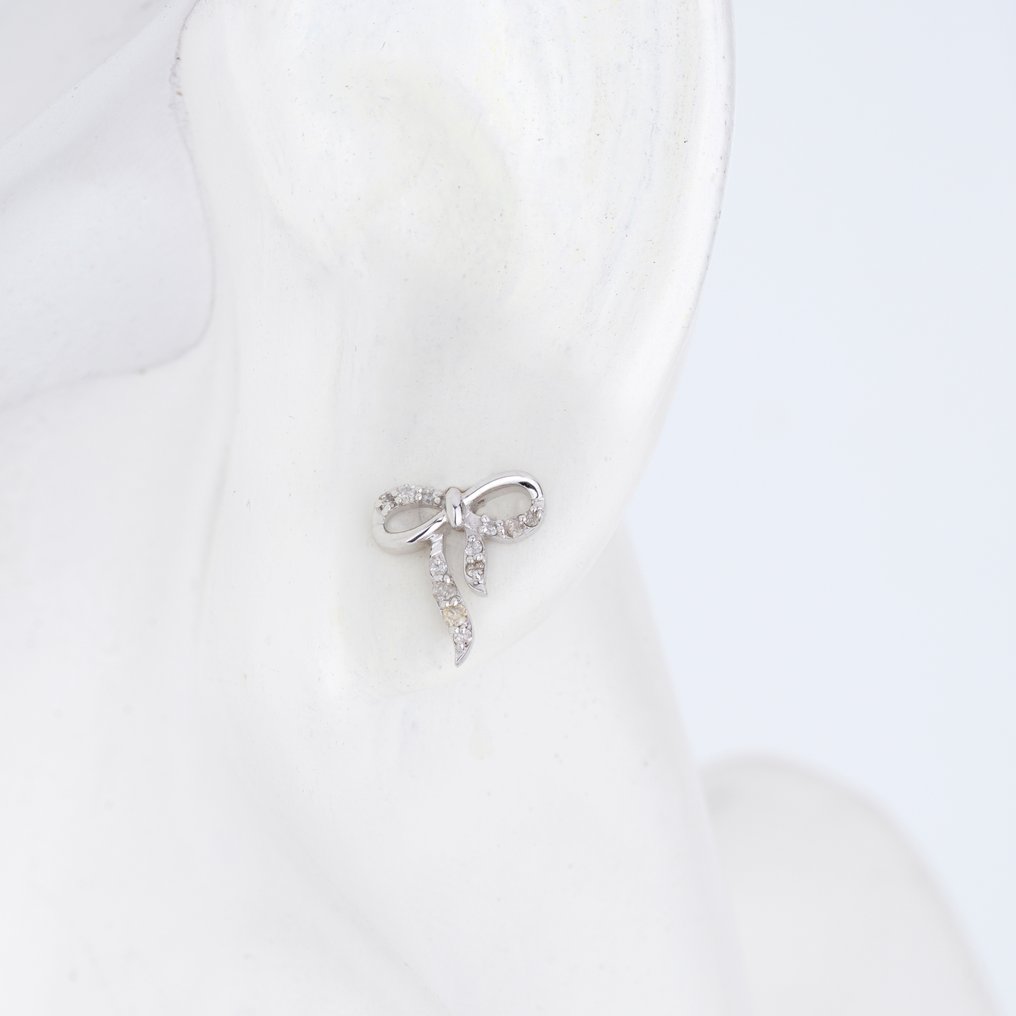 Nincs minimálár - Drop fülbevaló - 14 kt. Fehér arany - 0.18ct. tw. Gyémánt (Természetes) #1.0