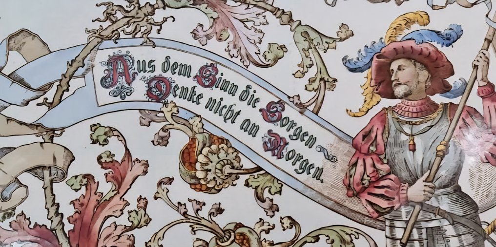 Villeroy & Boch - From the mind, do not think about worries tomorrow. - Walbrzych, Polonia - Castillo de Ksiaz. Aus dem sinn die sorgen denke nicht morgen - Plaque - Unique with documented parallel - Earthenware #3.2