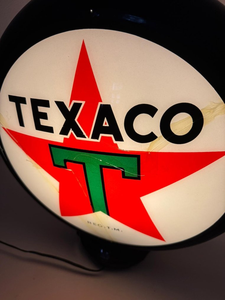 Texaco - 发光招牌，带有Texaco标志 - TEXACO - 背光宣传标志 - 请提供需要翻译的文本内容。 - 玻璃 #1.0