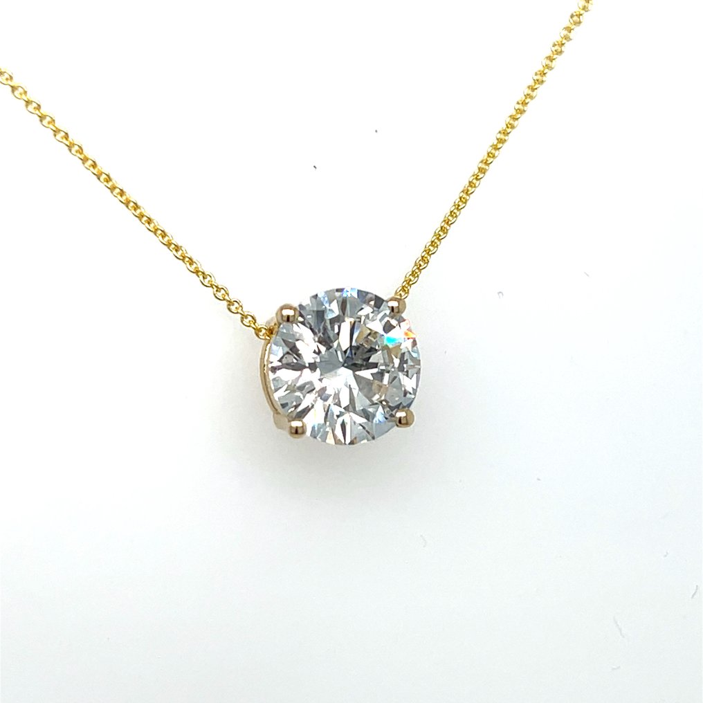 頸鏈 - 14 克拉 黃金 -  4.05ct. tw. 鉆石 (實驗室培育) #1.0