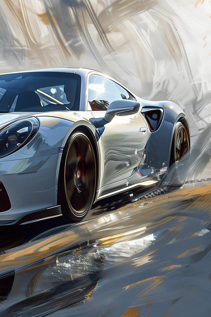 Canvas Fit - Alberto Ricardo - Euforia Inoxidable: Porsche 911 Turbo S entre vórtices de luz #4.3