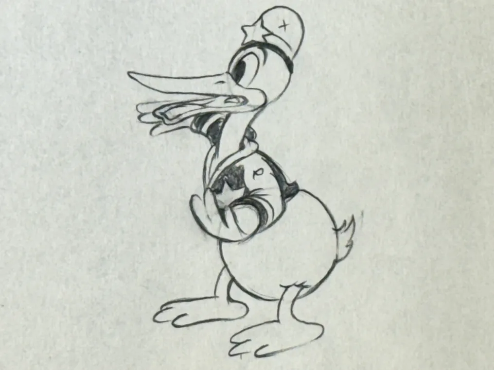 Original Vintage Donald Duck Production Drawing (Walt Disney, 1934)