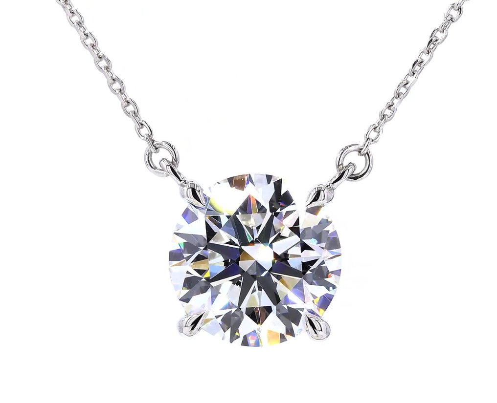 Ei pohjahintaa - Kaulakoru - 14 kt. Valkokulta - 3.00ct. tw. Timantti (Laboratoriossa kasvatettu) #1.0