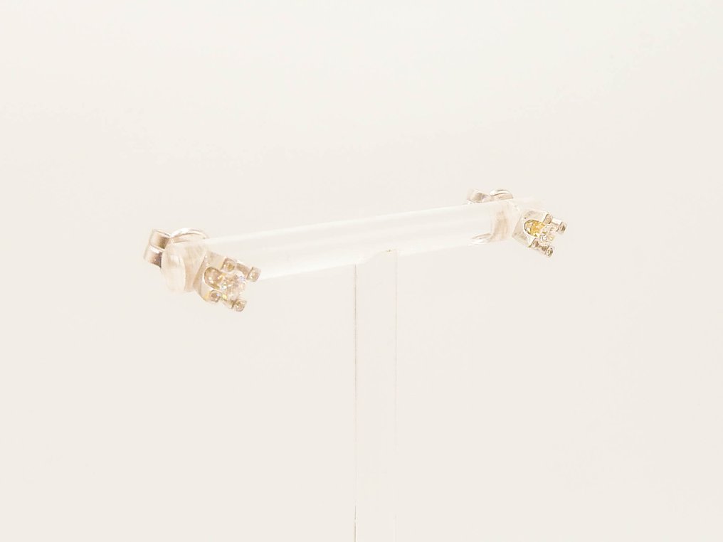 Drop fülbevaló - 18 kt. Fehér arany - Gyémánt #3.2