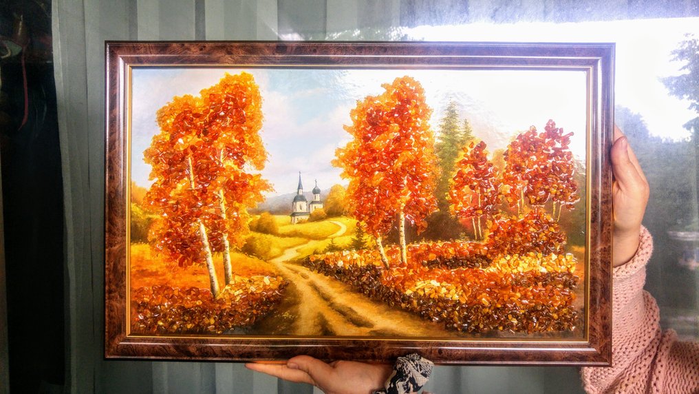 Amber Relief picture - Baltic Amber - Height: 54 cm - Width: 34 cm- 600 g #2.1