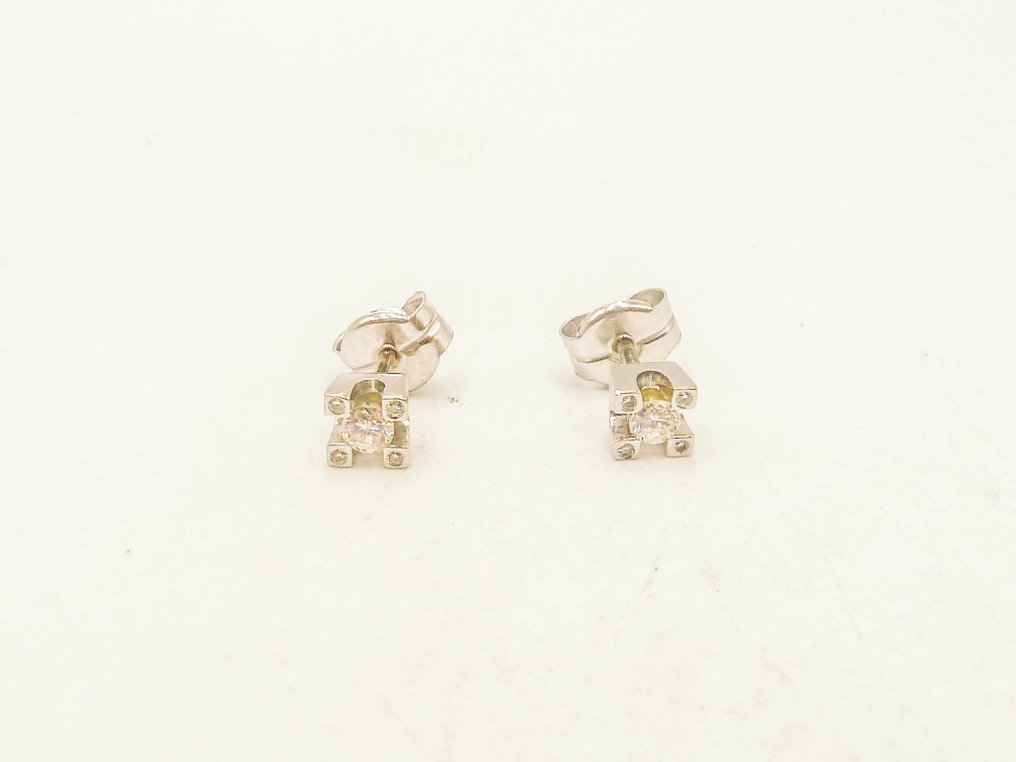 Drop fülbevaló - 18 kt. Fehér arany - Gyémánt #1.0