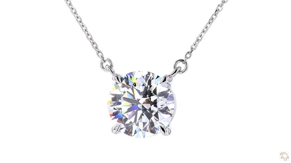 Ei pohjahintaa - Kaulakoru - 14 kt. Valkokulta - 3.00ct. tw. Timantti (Laboratoriossa kasvatettu) #4.3