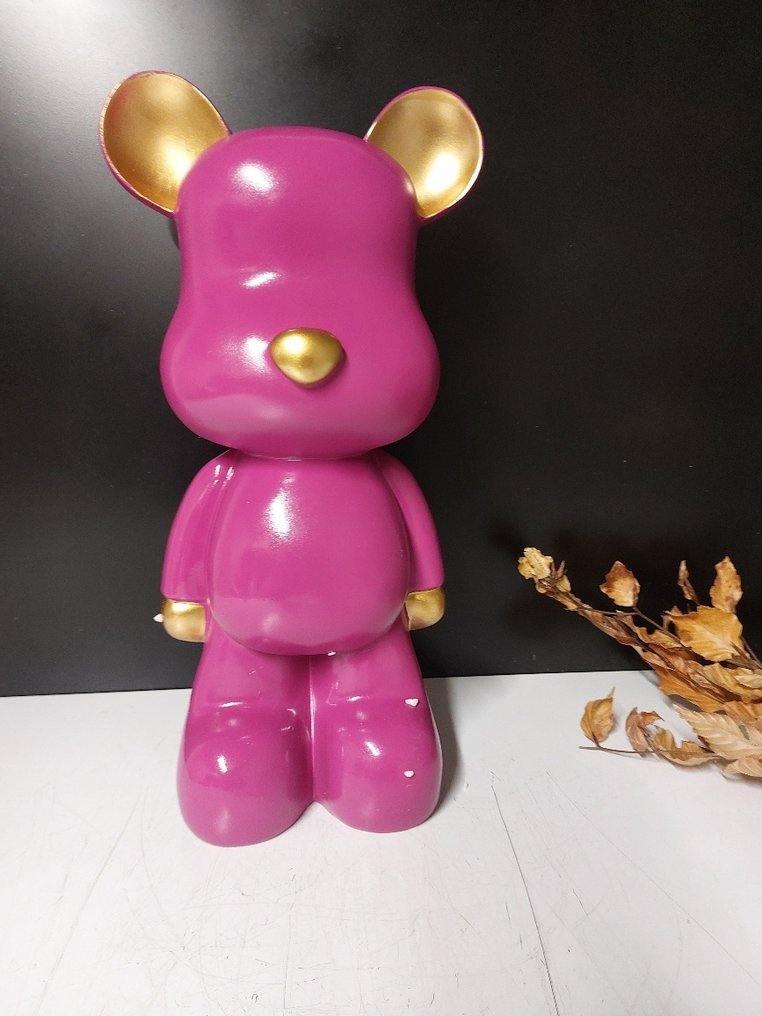 Statue, fuchsia teddy bear modern - 48 cm - polyresin #1.0