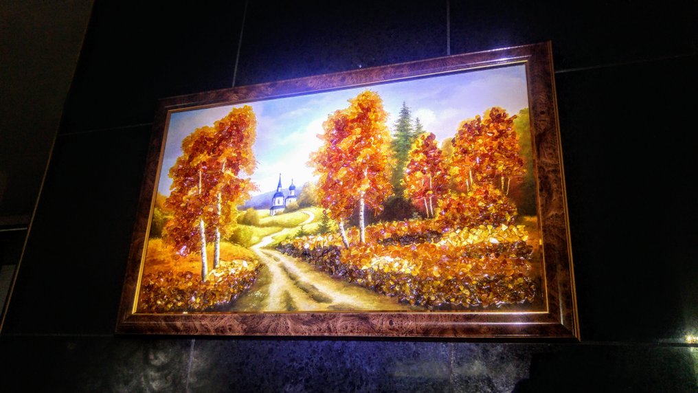 Amber Relief picture - Baltic Amber - Height: 54 cm - Width: 34 cm- 600 g #1.0