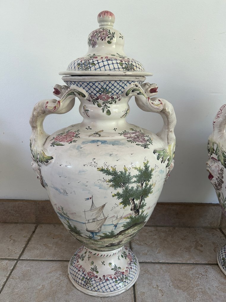 attribué à Joseph Gaspard Robert - Double handed vase (2)  - Earthenware #2.1