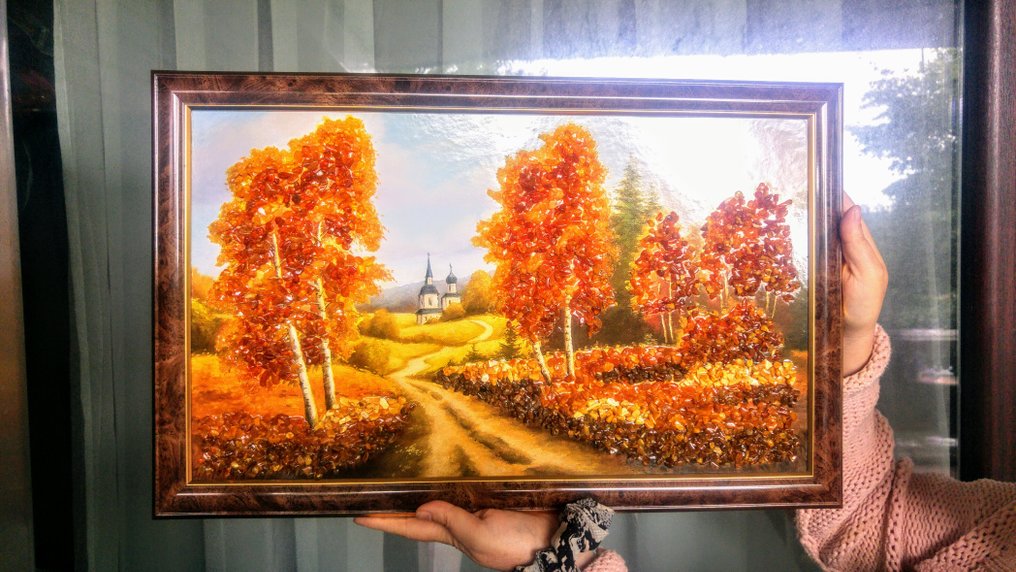 Amber Relief picture - Baltic Amber - Height: 54 cm - Width: 34 cm- 600 g #1.0