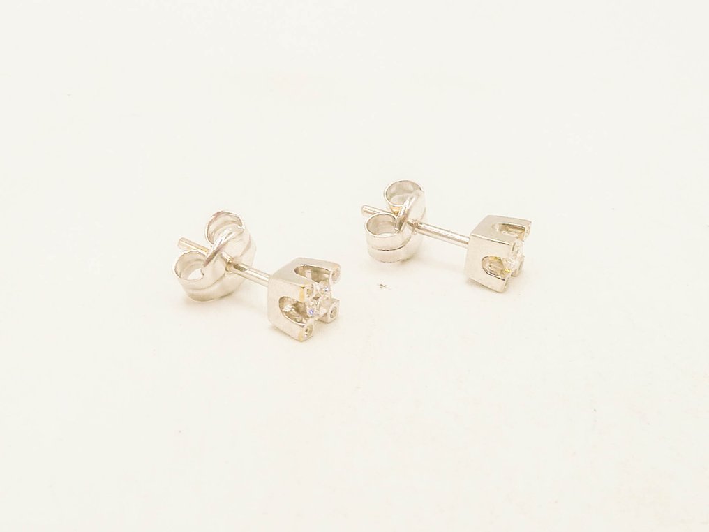 Drop fülbevaló - 18 kt. Fehér arany - Gyémánt #4.3