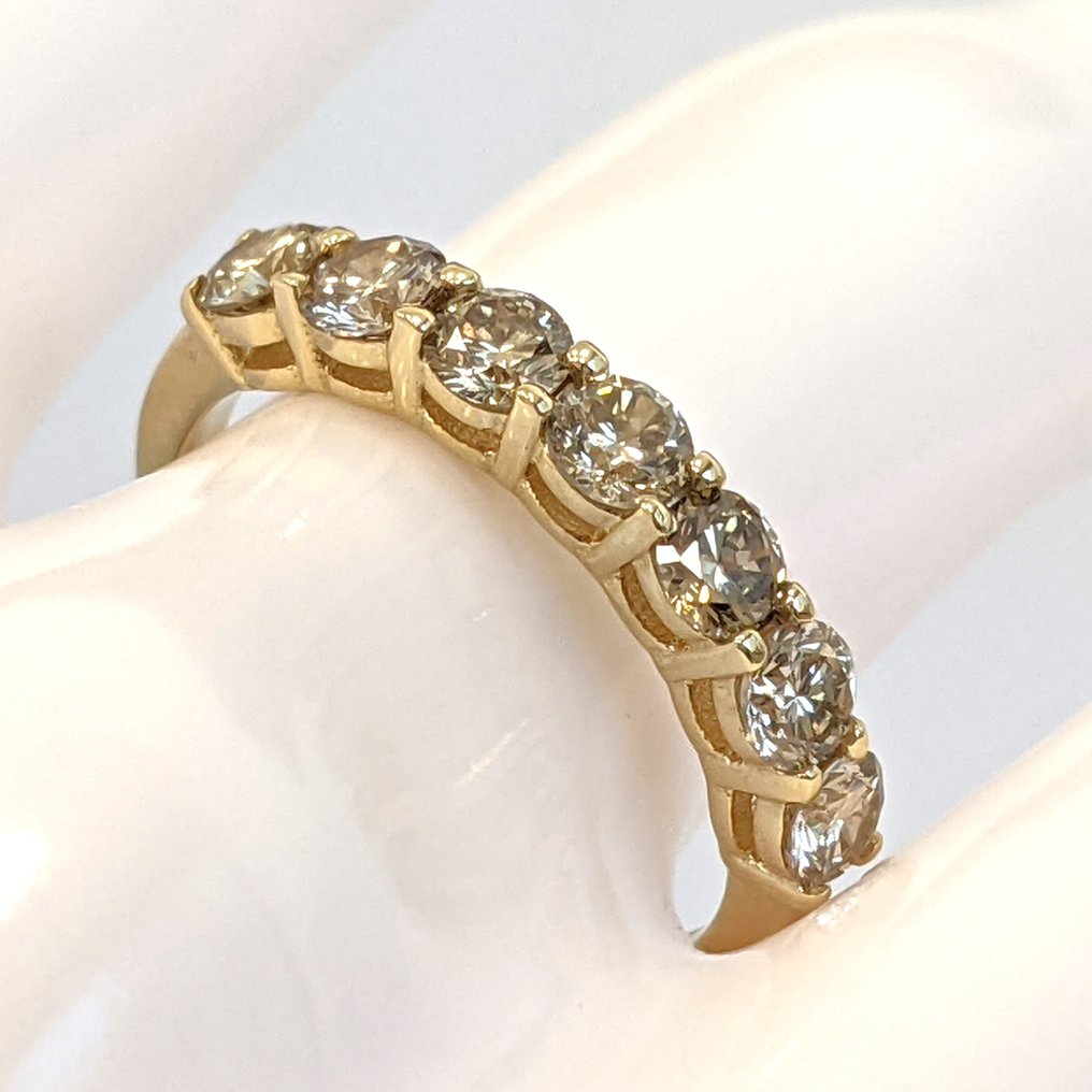 戒指 - 14 克拉 黃金 - 1.04ct. tw. 鉆石 (天然) - GCI #4.3