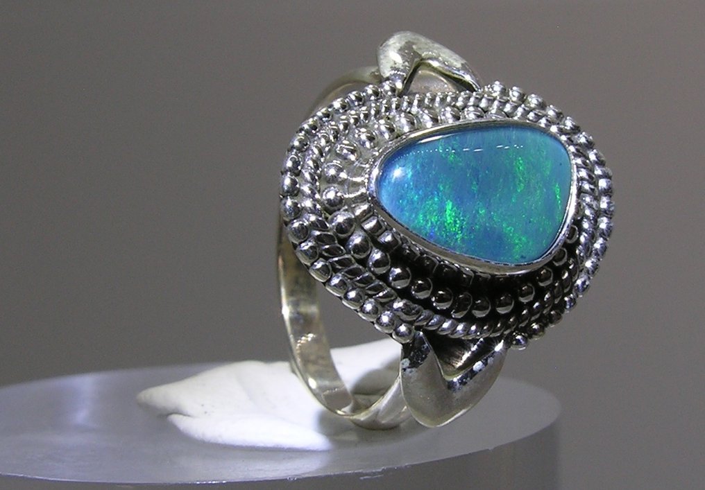 Opaal ring - Hoogte: 25.5 mm - Breedte: 22 mm- 4.81 g - (1) #2.1