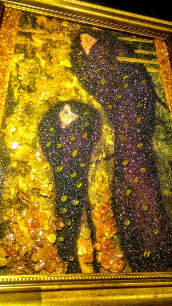 波罗的海琥珀马赛克画 - 盖斯特·克里姆特的水之仙女 - 琥珀 - 48 cm - 38 cm #4.3