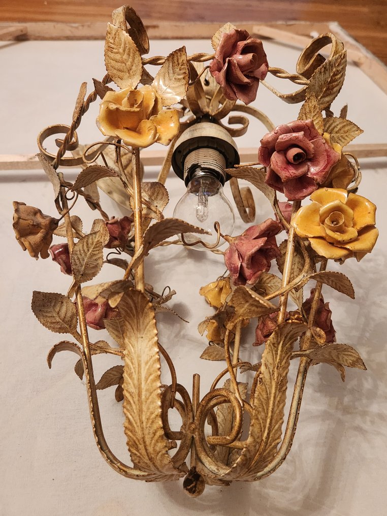 Lustre - Porcelaine - toles forgées à la main #2.1