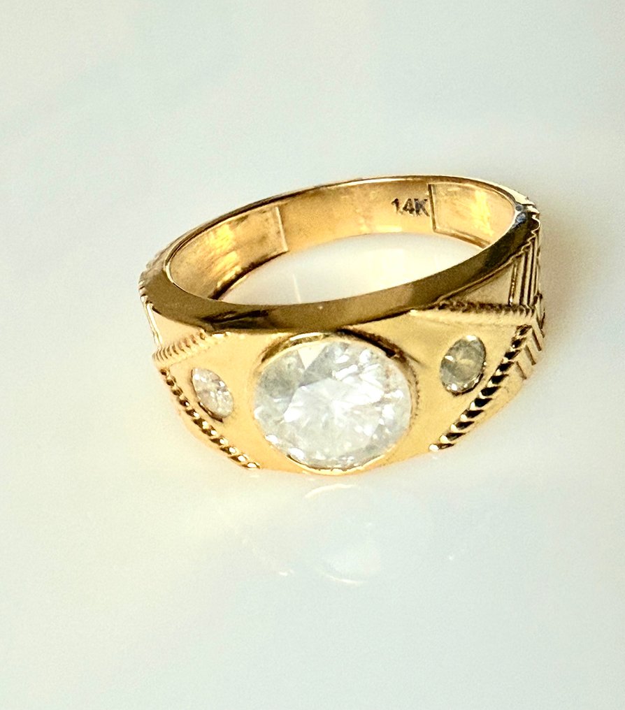 點睛戒指 - 14 克拉 黃金 - 1.58ct. tw. 鉆石 (天然) - 鉆石 - 为男士和女士设计的F-G系列 #1.0