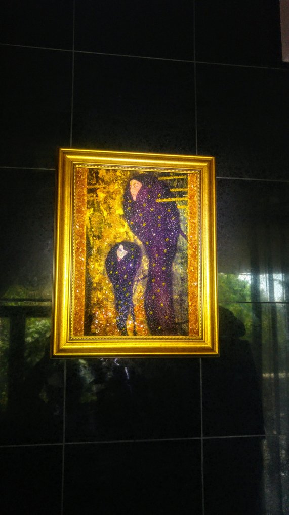 波罗的海琥珀马赛克画 - 盖斯特·克里姆特的水之仙女 - 琥珀 - 48 cm - 38 cm #2.1