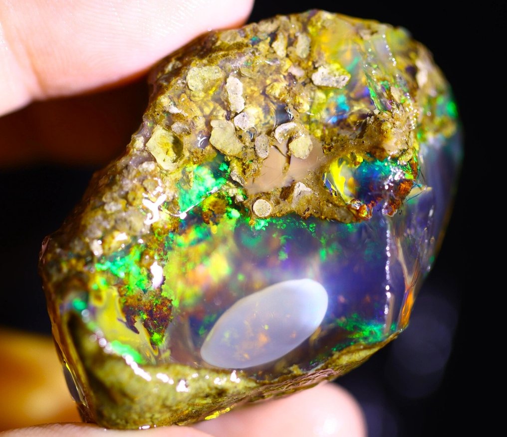 191.4 分 - "巨大" 美妙的天然水晶欧泊 - 粗略的风景片段与Phantom——观看视频！- 38.28 g #1.0