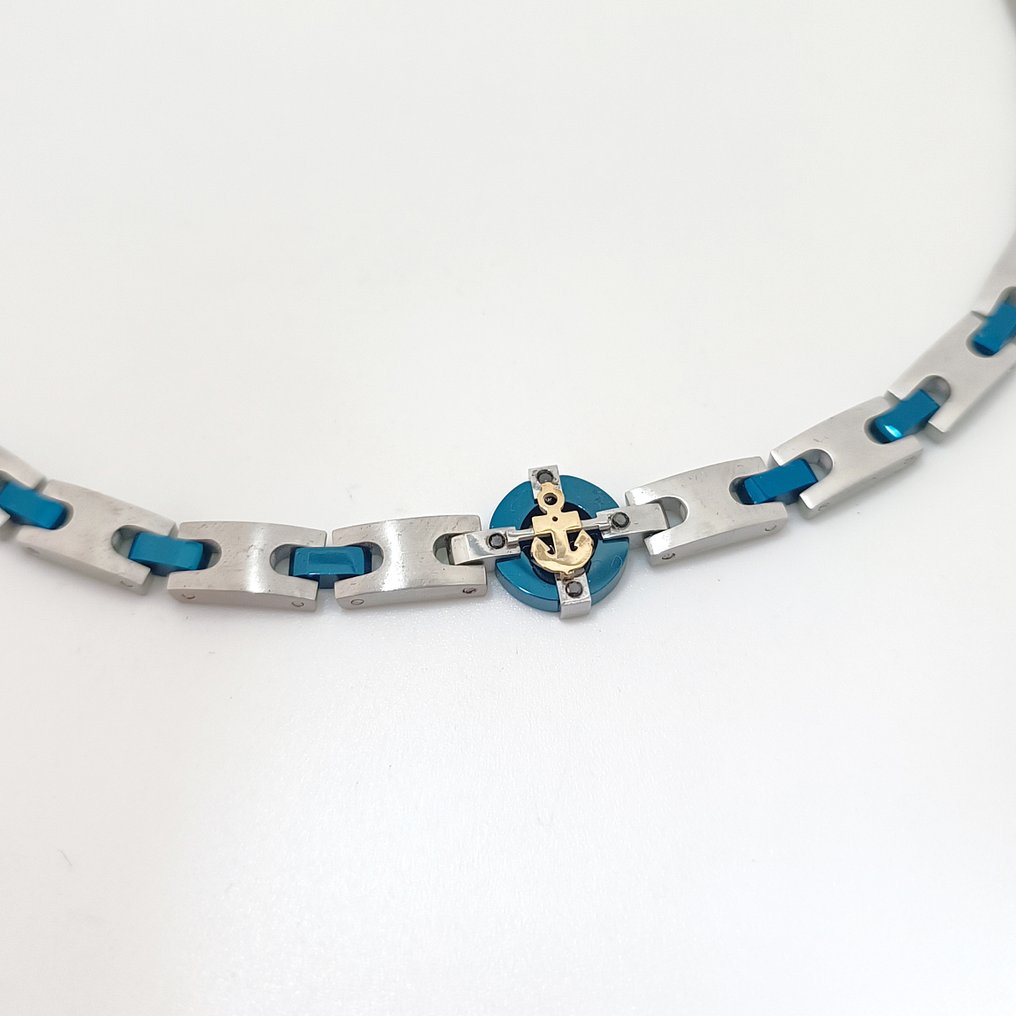 18K包金 - 基础手链，采用外科级不锈钢, 黄金 - 手镯 - Acciaio e Oro #3.2