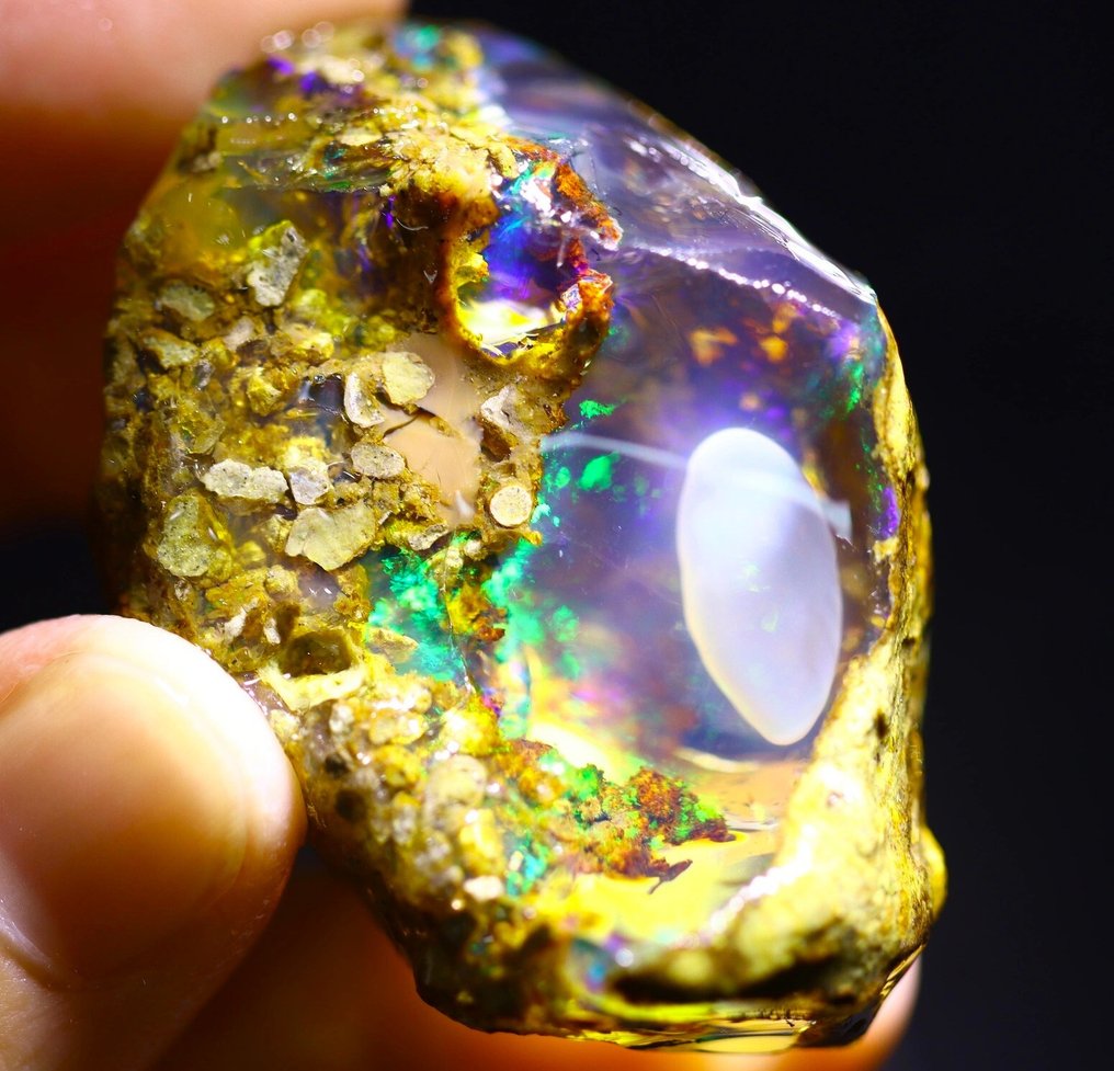 191.4 分 - "巨大" 美妙的天然水晶欧泊 - 粗略的风景片段与Phantom——观看视频！- 38.28 g #2.1