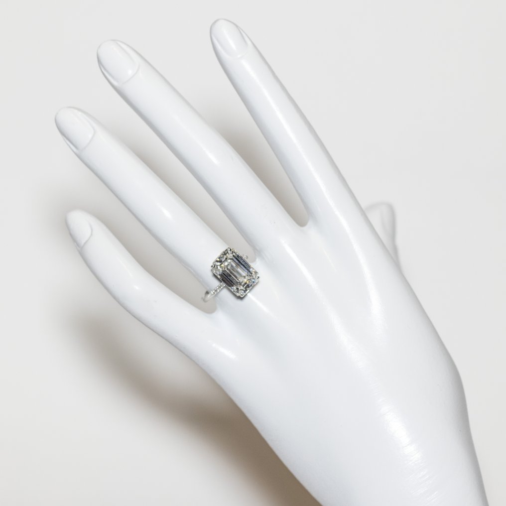 Engagement ring - 18 kt. White gold -  7.14ct. tw. Diamond (Lab-grown) - Diamond - F VS1 2EX FREE SHIPPING #1.0